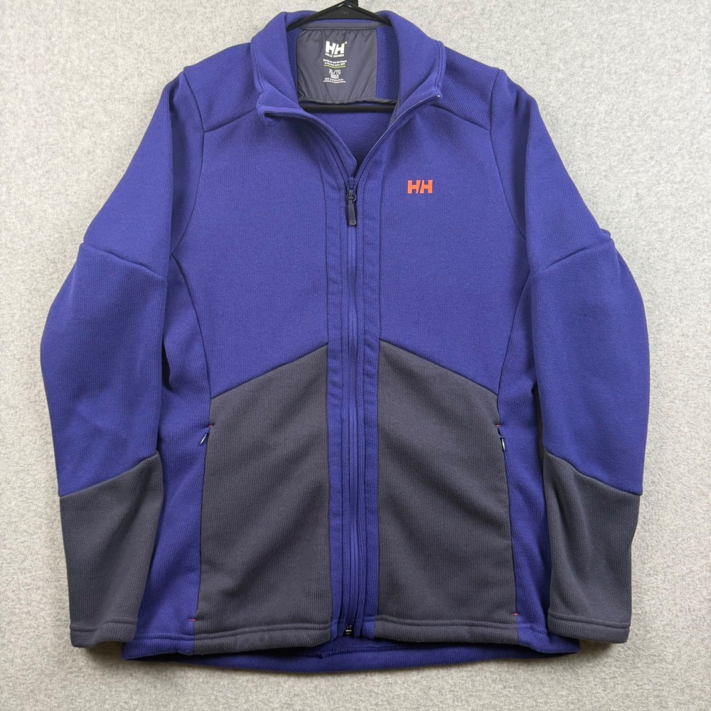 Helly Hansen Full Zip Fleece Jacket Womens XL Purple Grey Colorblock Outdoor